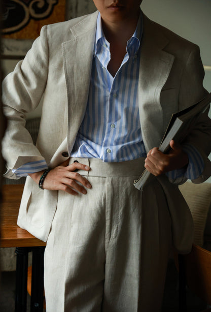 "Sea Salt Blue Stripe" Button-down Collar Shirt 