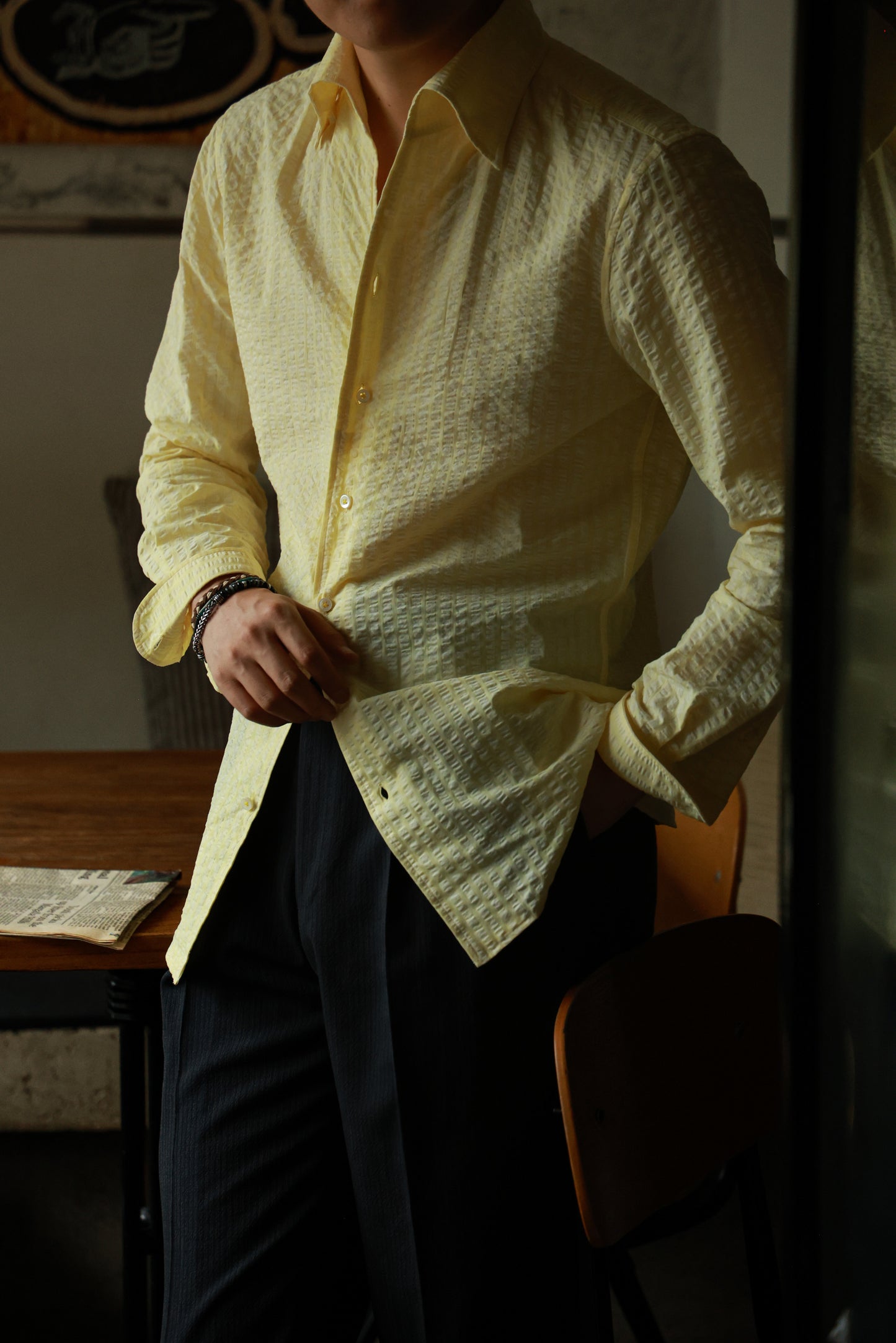 "Naples Yellow" One Piece Collar Shirt 