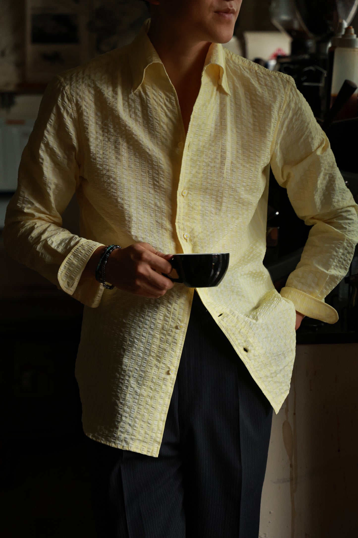 "Naples Yellow" One Piece Collar Shirt 