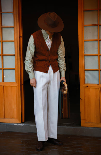 "Chestnut Brown" V-neck sweater vest 