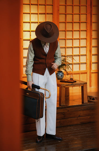 "Chestnut Brown" V-neck sweater vest 