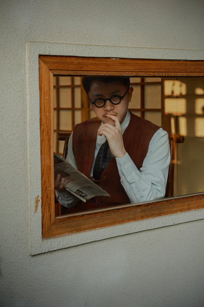 "Chestnut Brown" V-neck sweater vest 