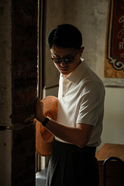 Cotton/Cashmere Classic Polo Off White