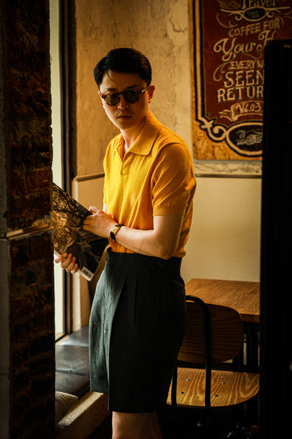 Cotton/Cashmere Classic Polo Amber Gold