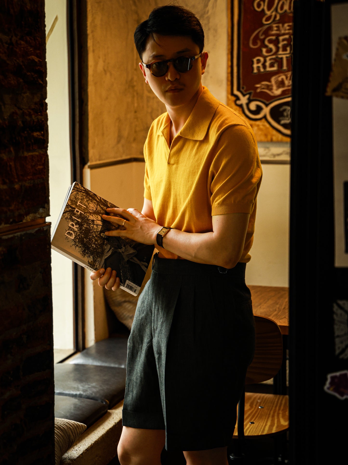 Cotton/Cashmere Classic Polo Amber Gold