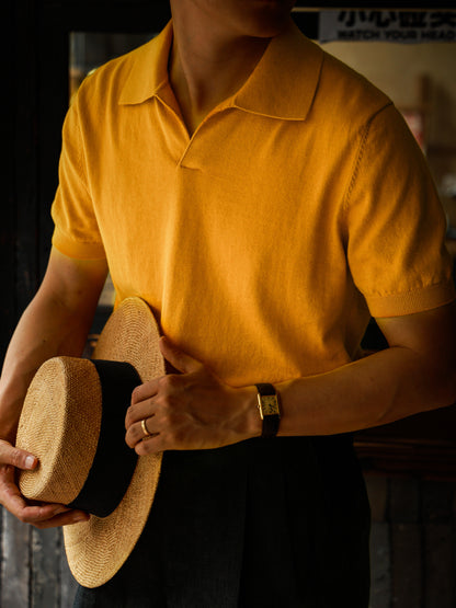 Cotton/Cashmere Classic Polo Amber Gold