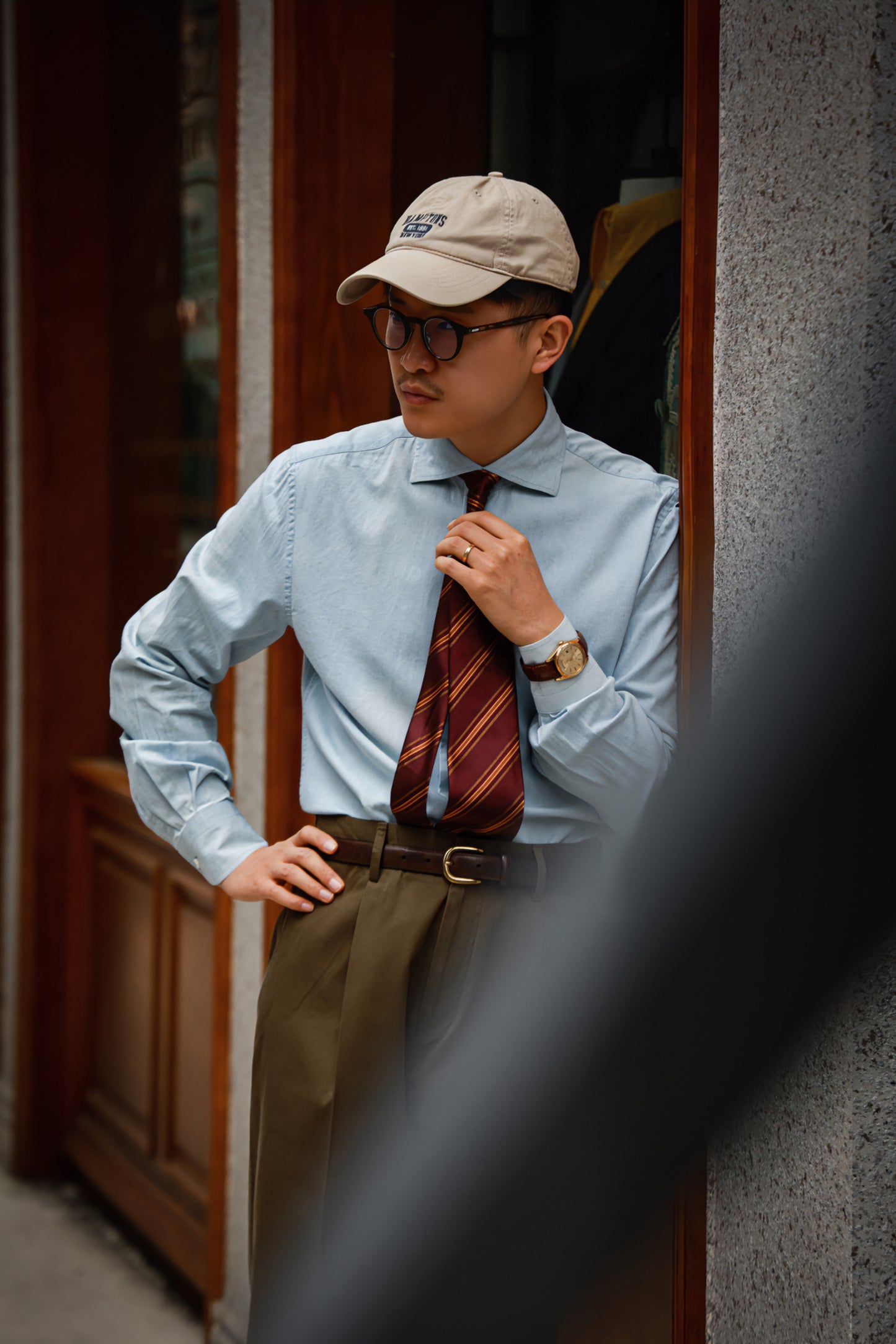 Wide-Spread Collar Shirt — Washed Denim