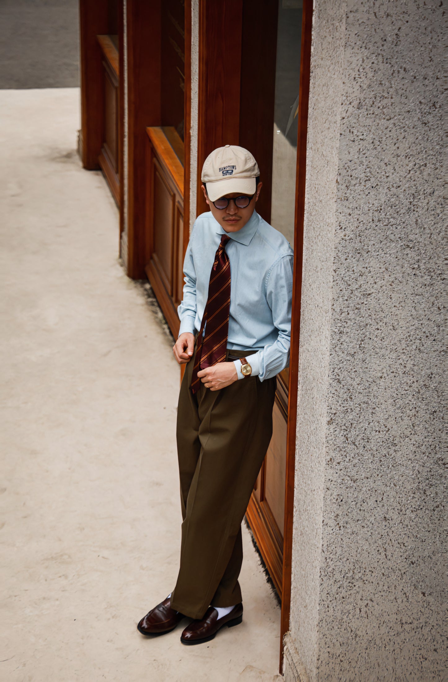 Wide-Spread Collar Shirt — Washed Denim