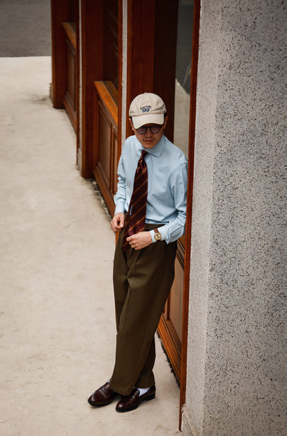 Wide-Spread Collar Shirt — Washed Denim