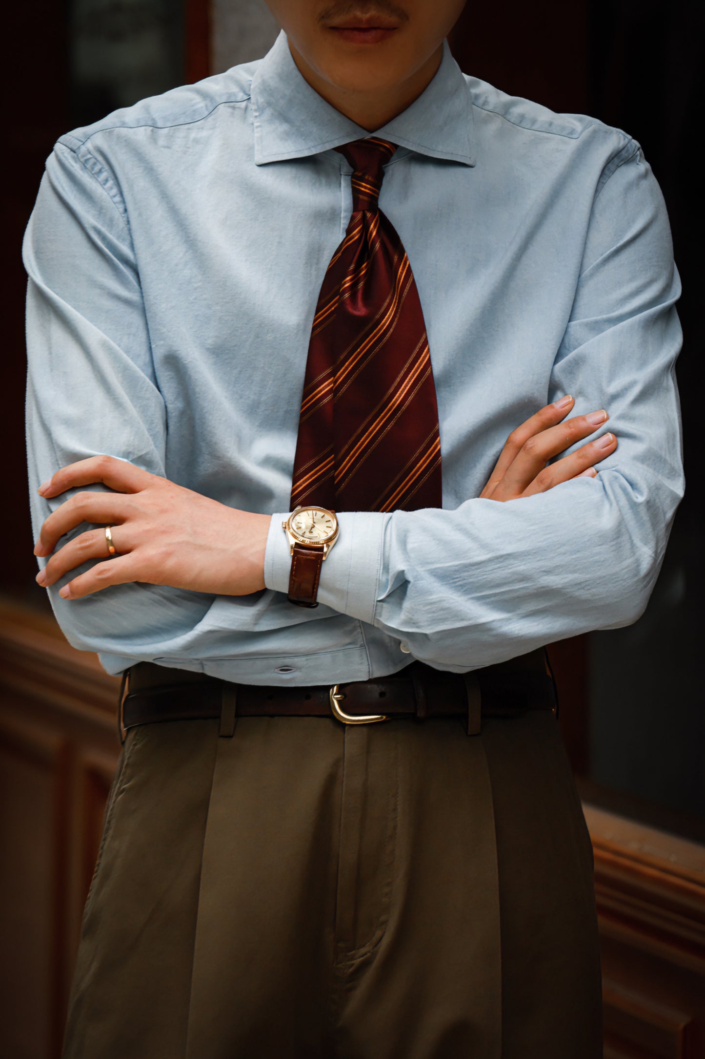 Wide-Spread Collar Shirt — Washed Denim