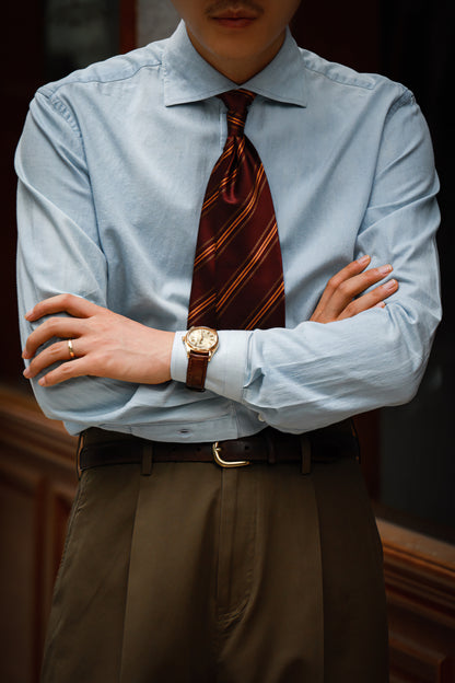 Wide-Spread Collar Shirt — Washed Denim