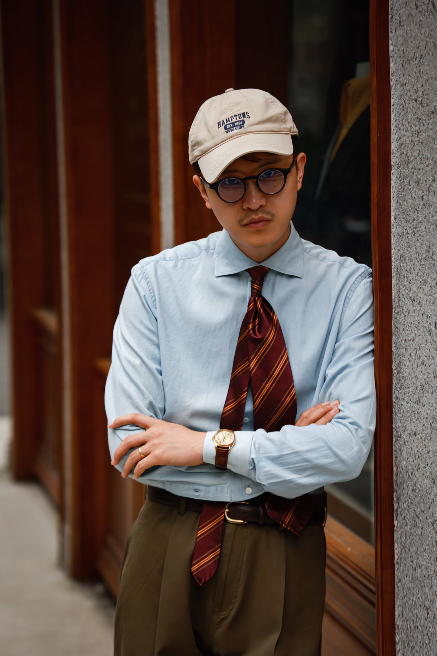 Wide-Spread Collar Shirt — Washed Denim