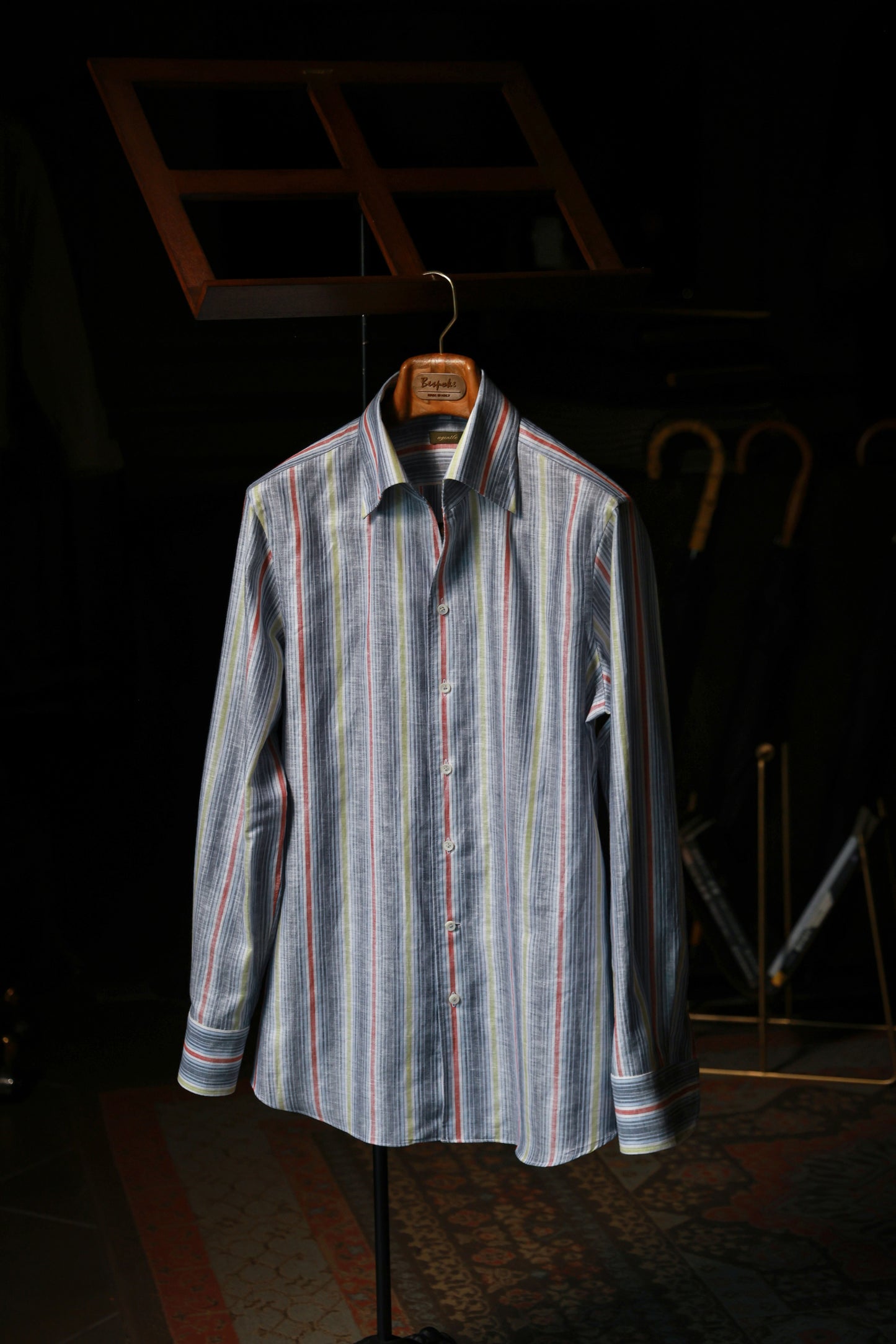 "Striped Symphony" one-piece collar shirt 