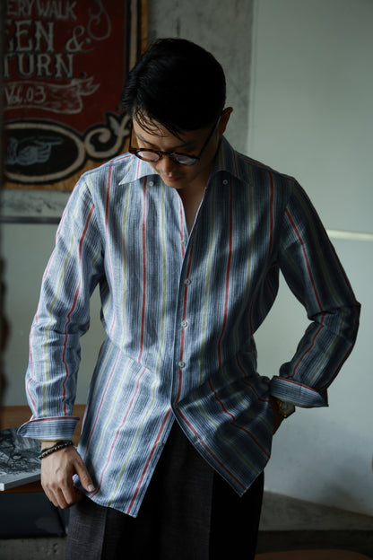 "Striped Symphony" one-piece collar shirt 