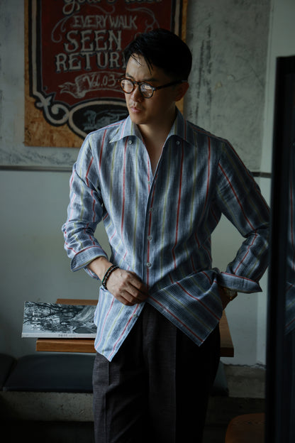 "Striped Symphony" one-piece collar shirt 