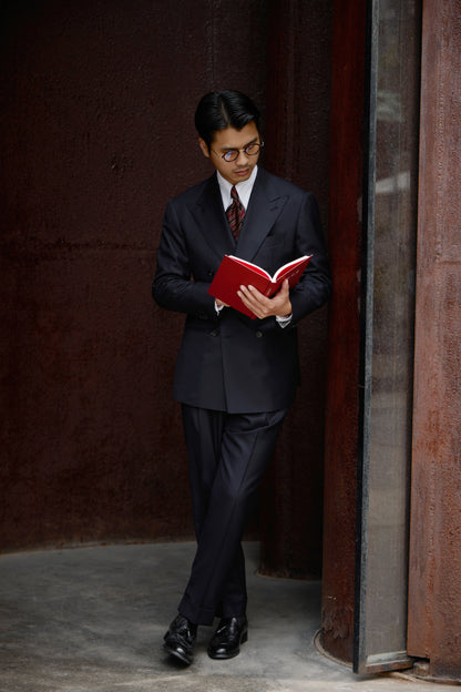 「Louvre Phantom Blue」Suit Trousers with Parisian Side Adjusters and Double-Pleated