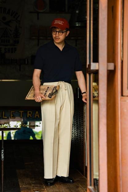 "Afternoon Beach" Cotton and Linen Drawstring Casual Pants 