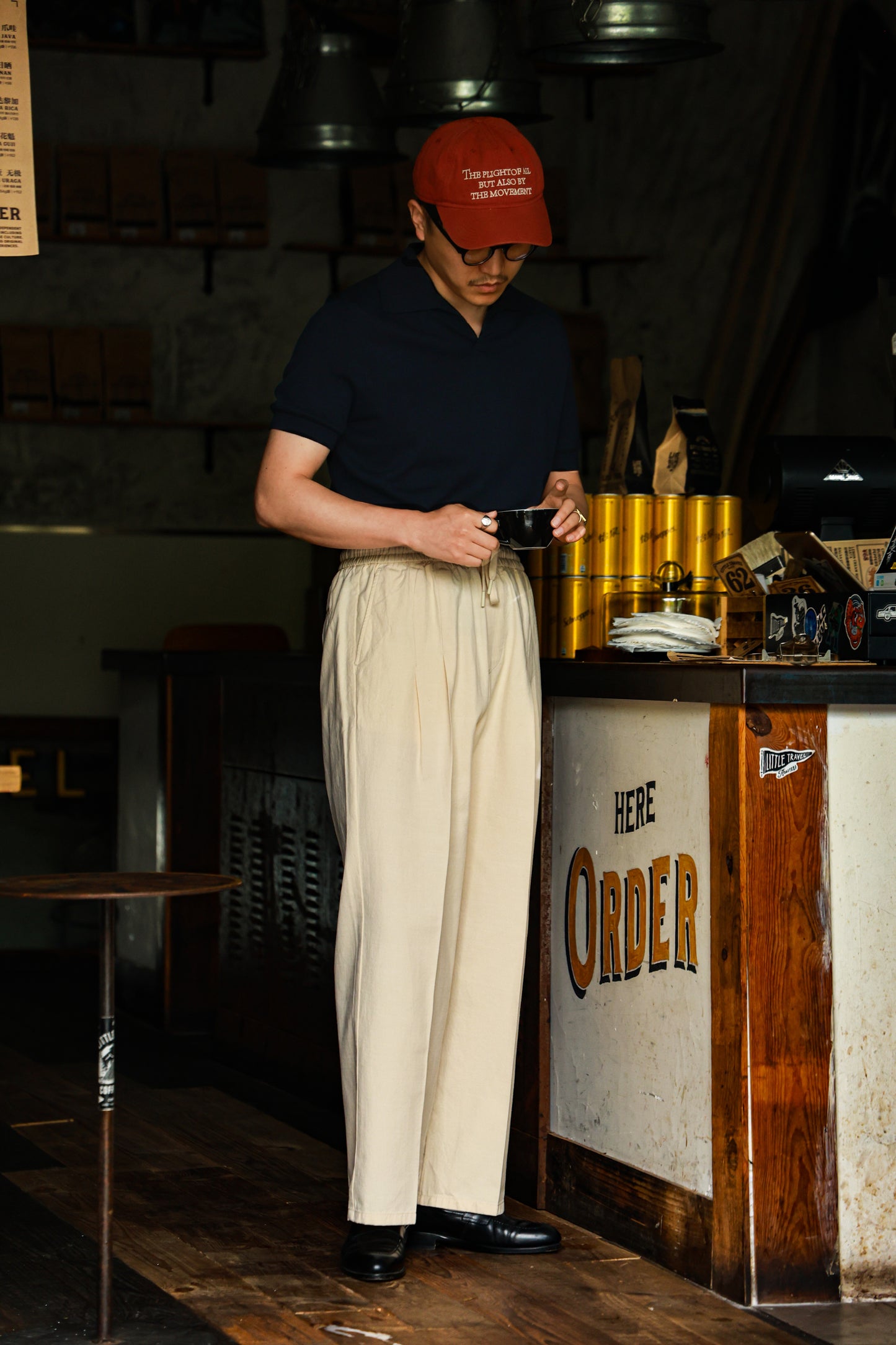 "Afternoon Beach" Cotton and Linen Drawstring Casual Pants 