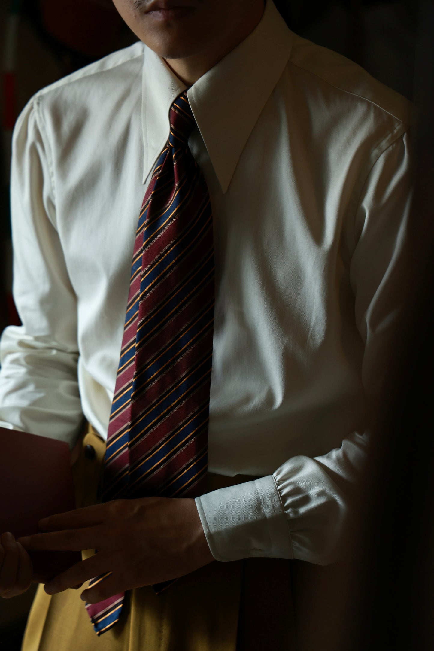 "Antique Cream White" Godfather Collar Shirt 