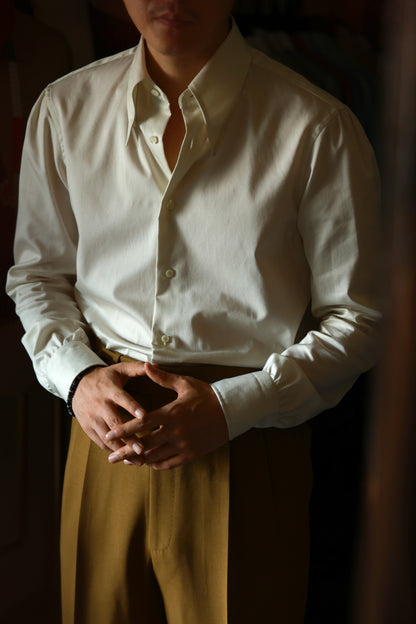 "Antique Cream White" Godfather Collar Shirt 