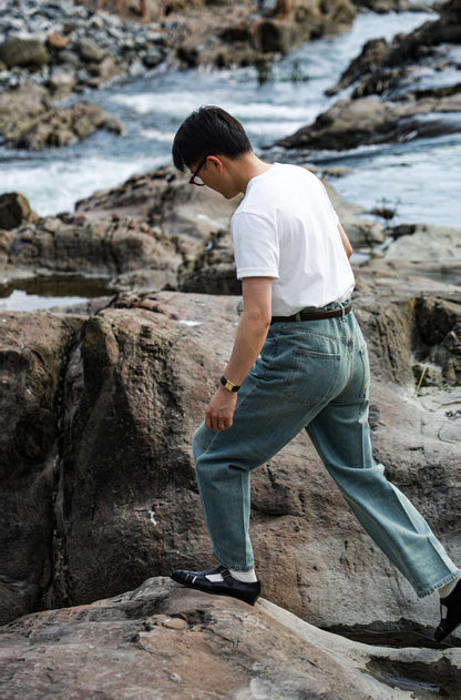 「Sea Salt White」Heavyweight combed cotton Crew Neck Unisex Short-Sleeve T-Shirt