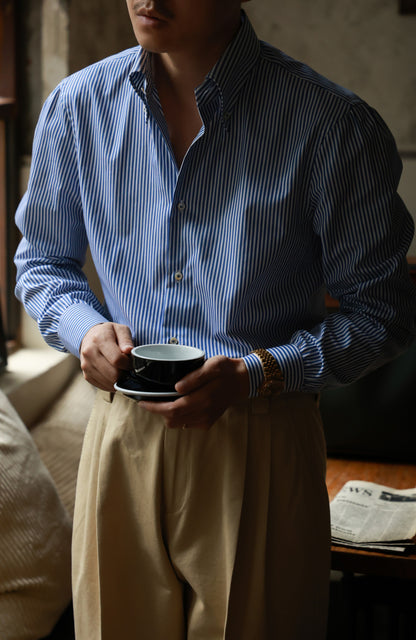 Button Down Collar Shirt — Blue Pencil Stripe