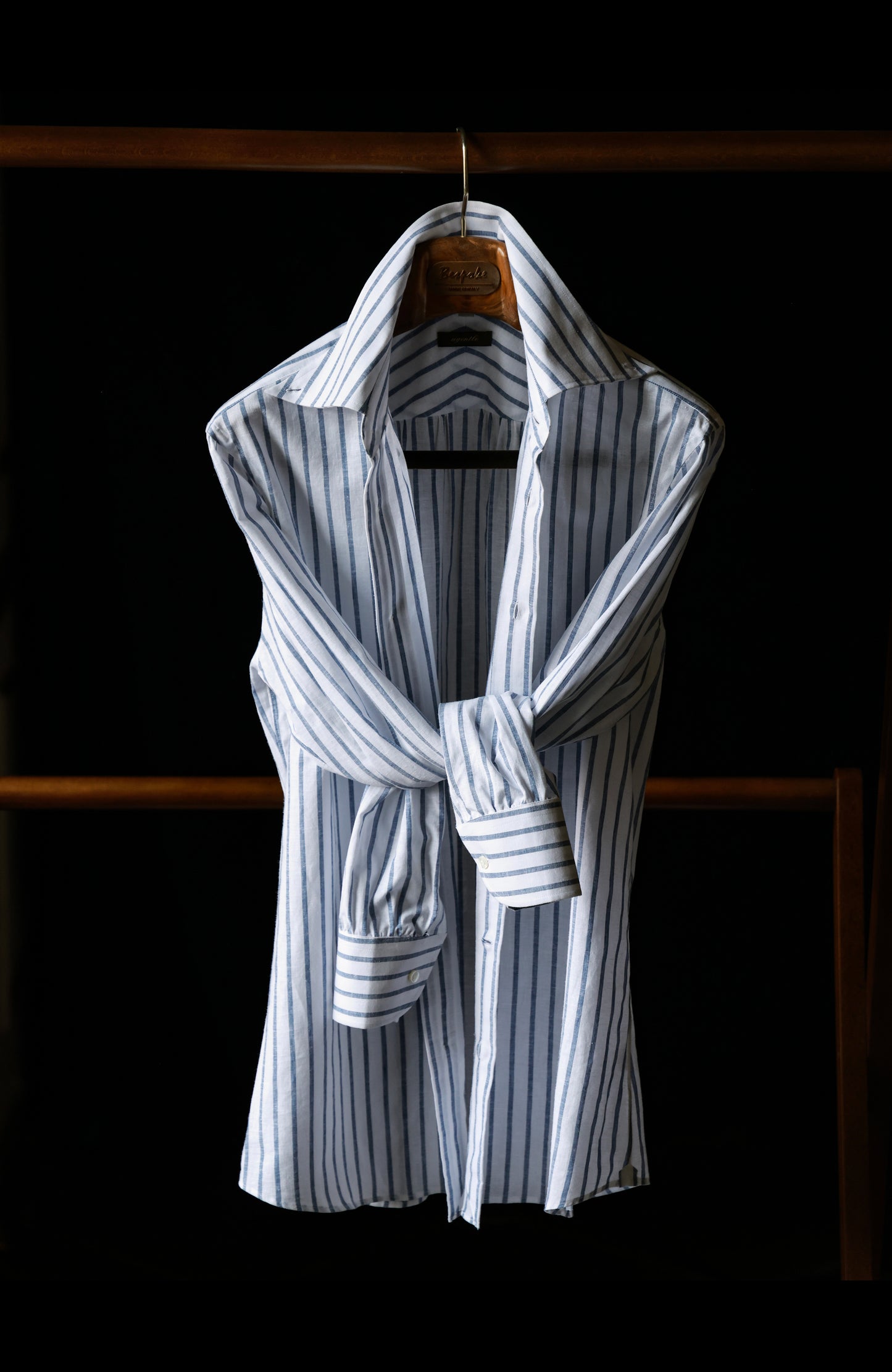 Button down Collar Linen-Cotton — Light Grey Stripe