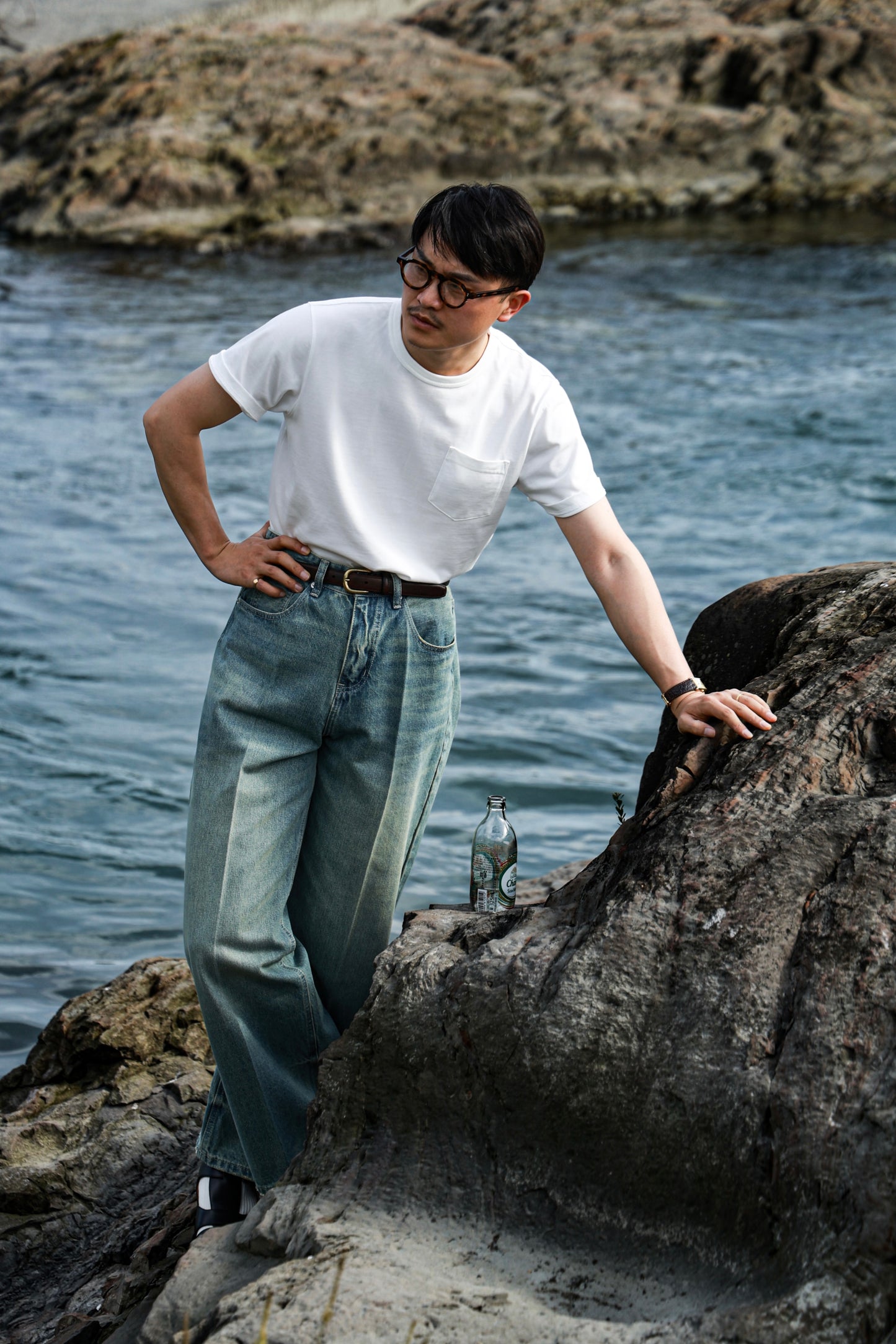 「Sea Salt White」Heavyweight combed cotton Crew Neck Unisex Short-Sleeve T-Shirt