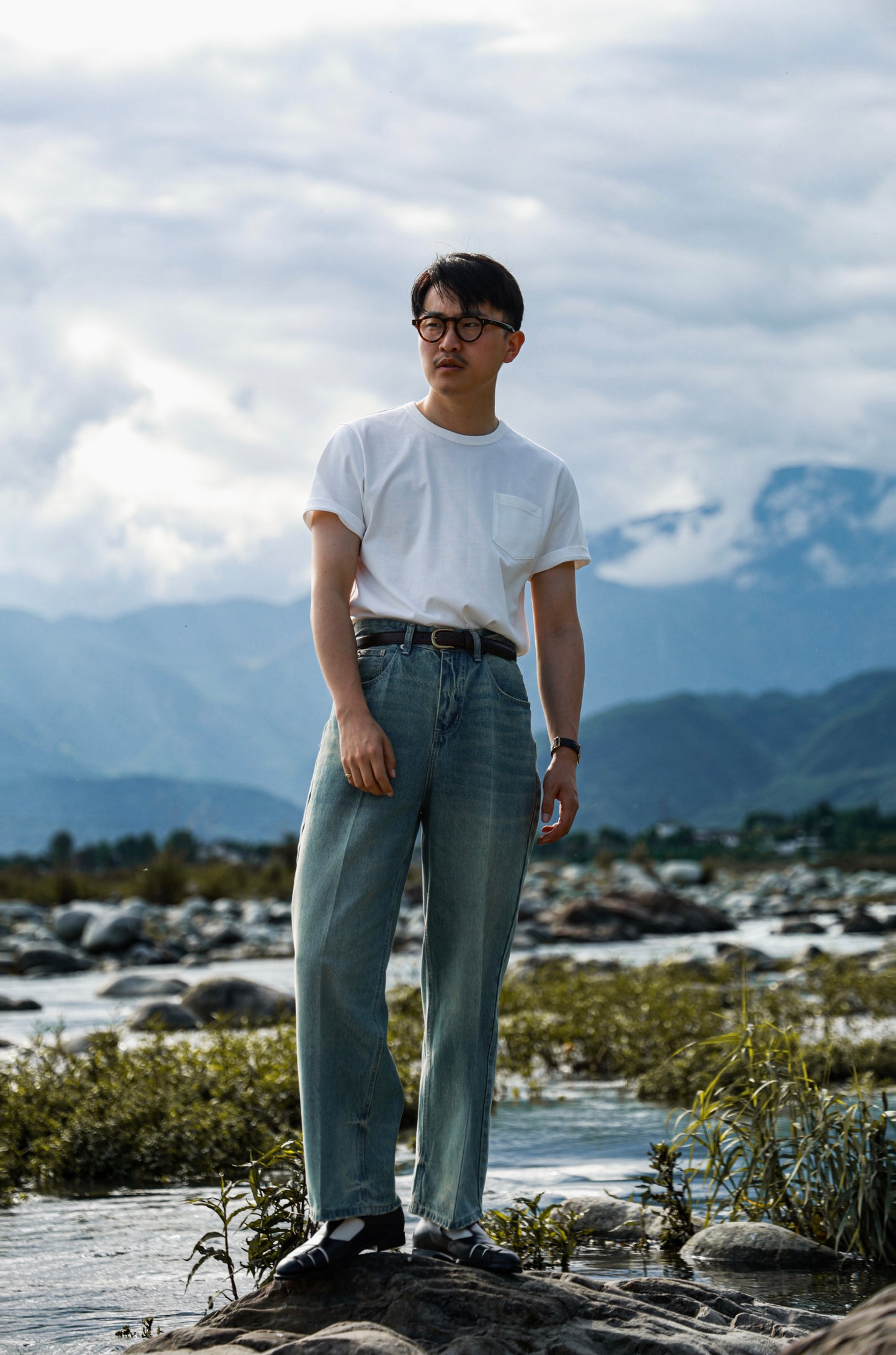 「Sea Salt White」Heavyweight combed cotton Crew Neck Unisex Short-Sleeve T-Shirt