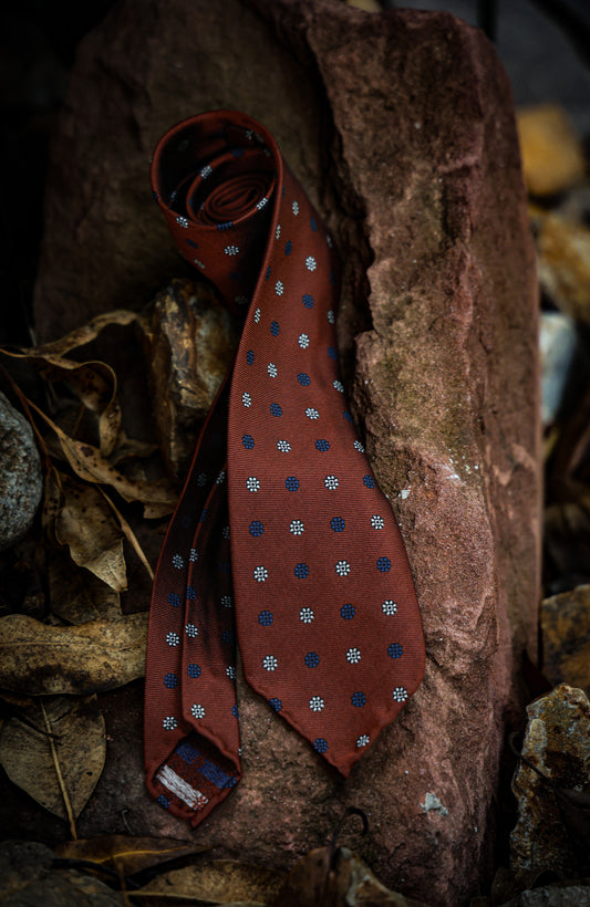 "Vintage red floral" tie 3 fold tie 