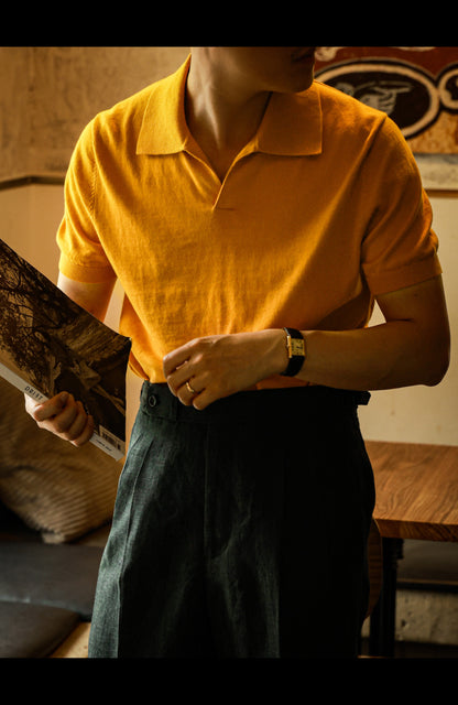 Cotton/Cashmere Classic Polo Amber Gold