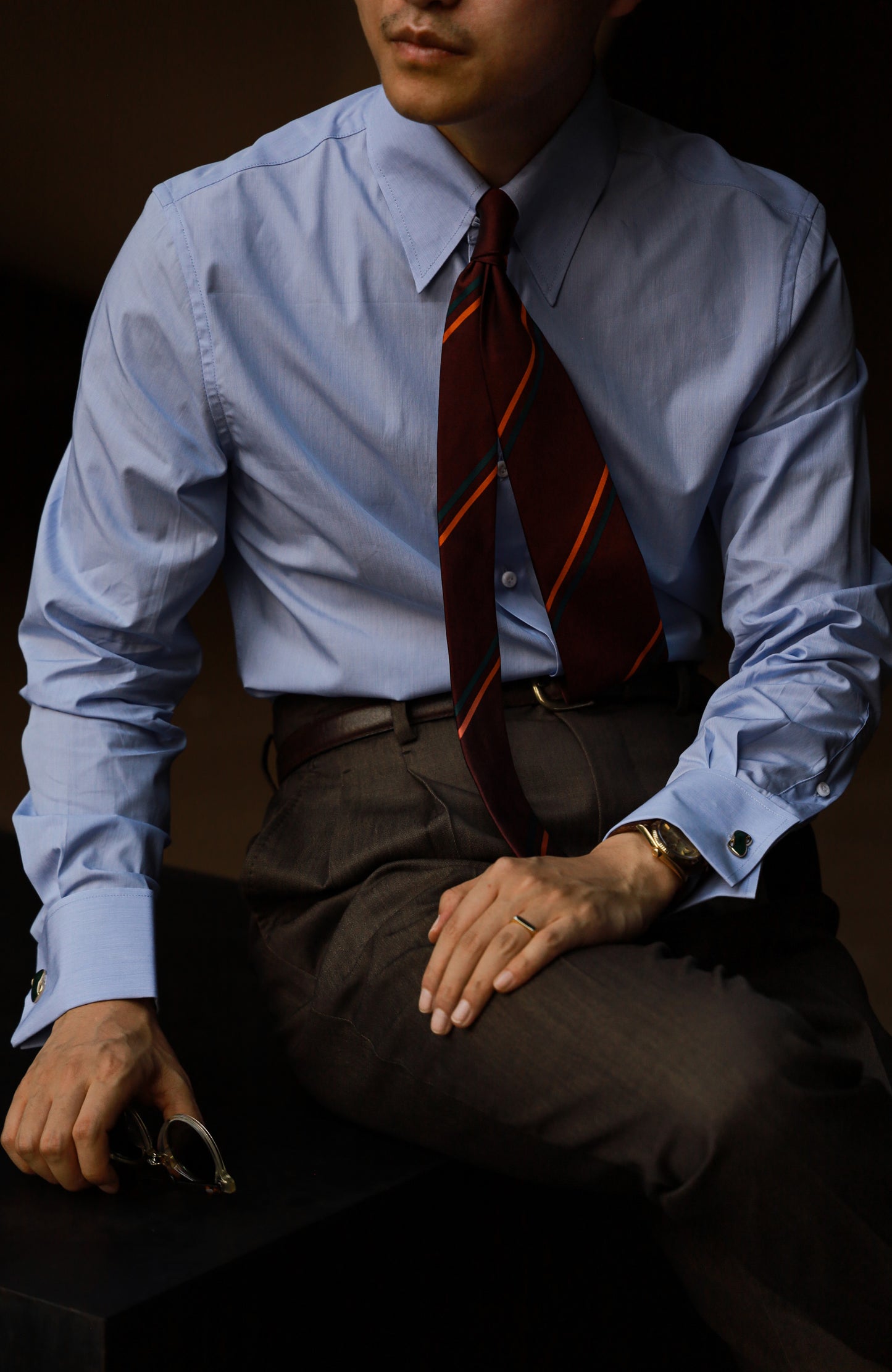 「Ocean Blue」Snap-tab Collar Shirt