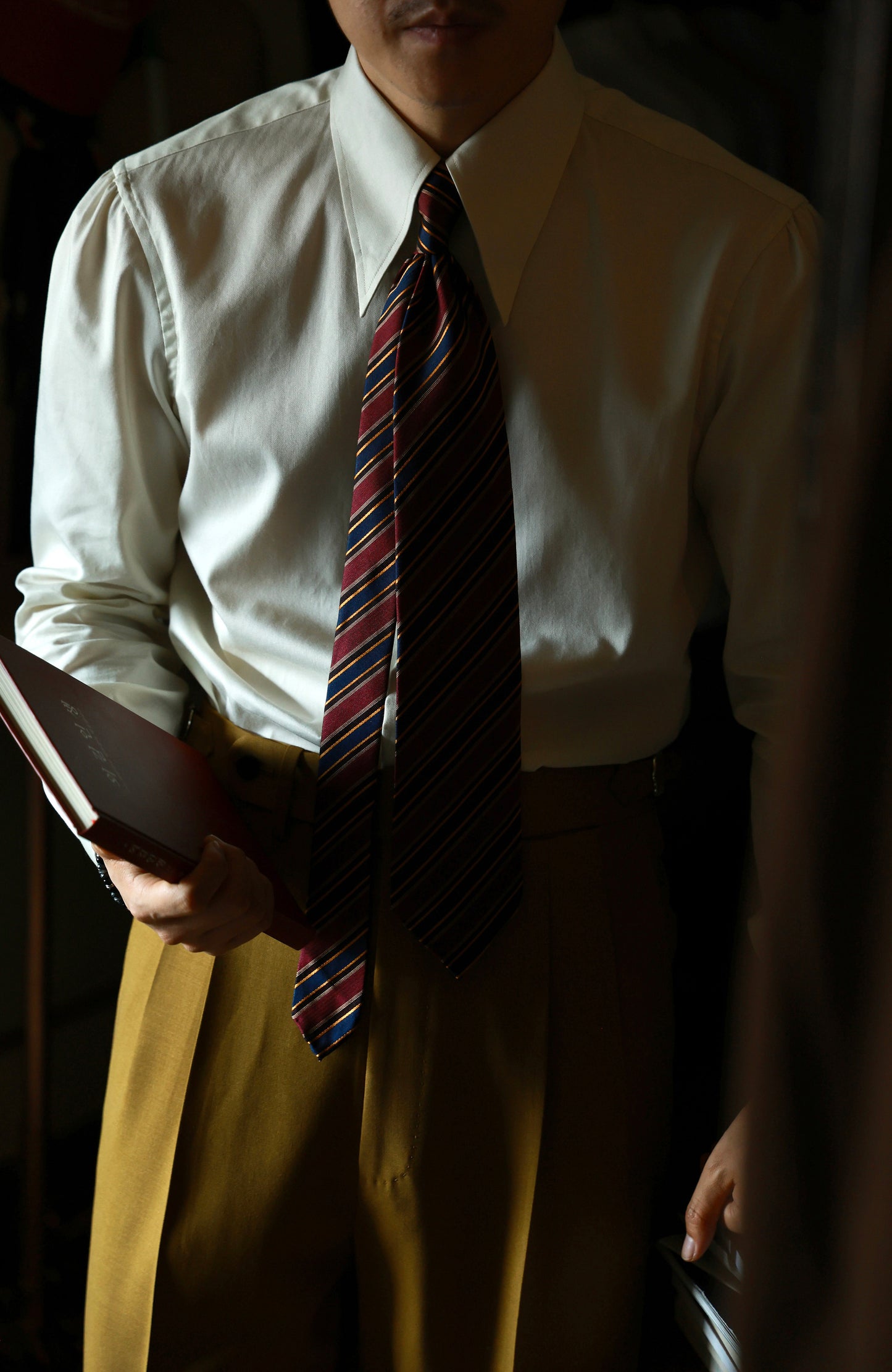 "Antique Cream White" Godfather Collar Shirt 