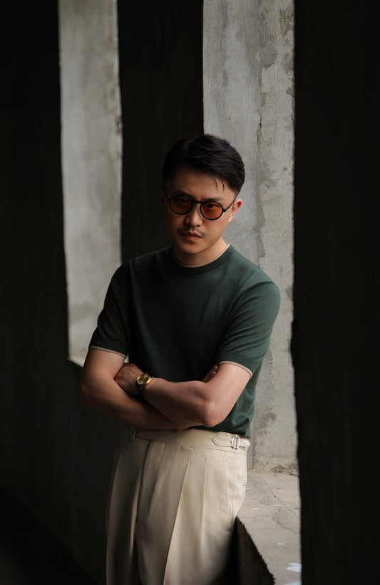 「Snow-Capped Spring」Natural Cotton-Silk Blend Italian-Inspired Vintage Unisex Knit Short-Sleeve Polo Shirt