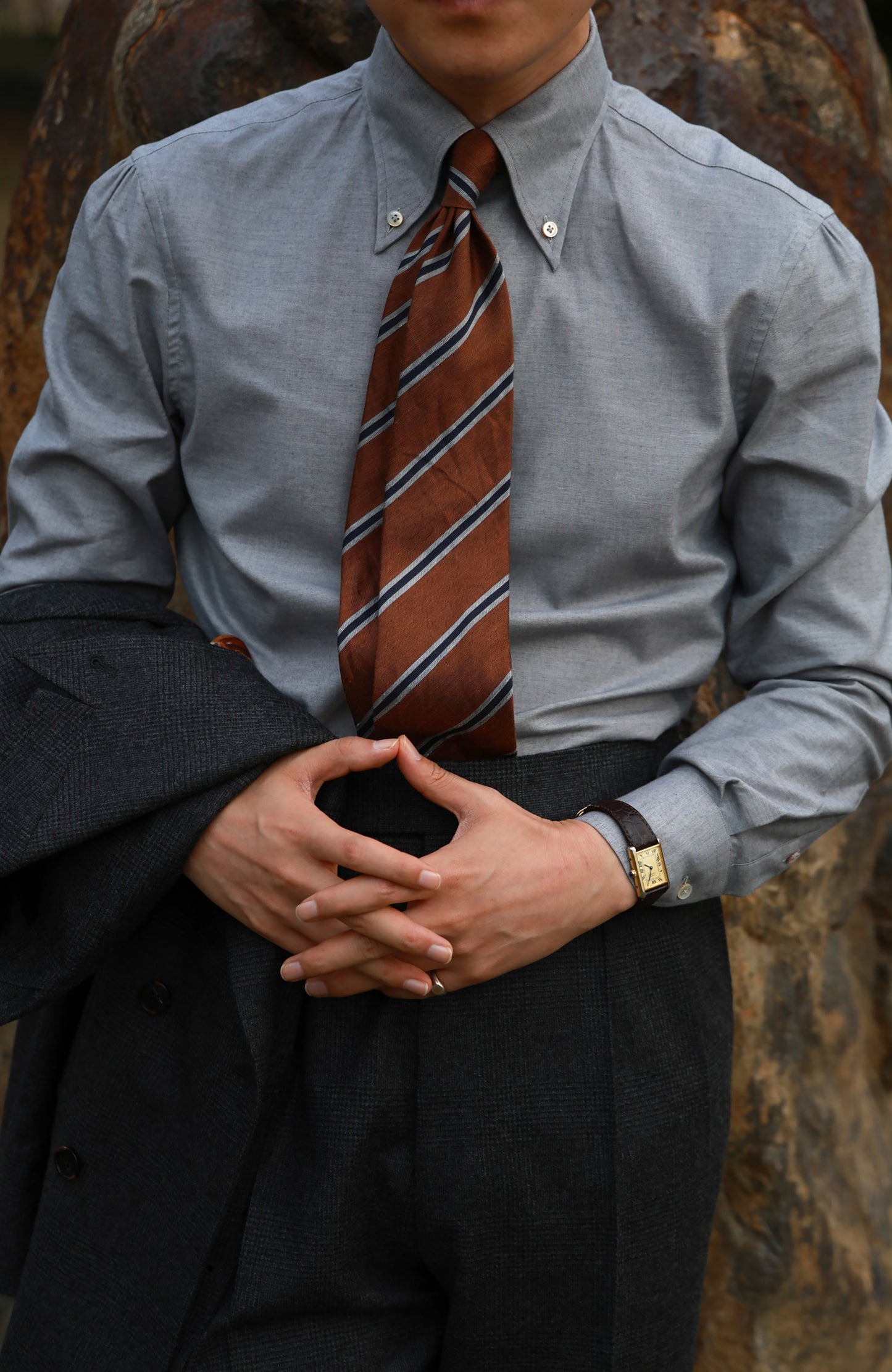 "Stone Gray Flannel" Button-down Collar Shirt 