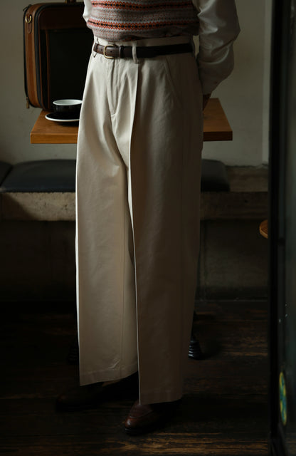 "Roman Travertine" high waist wide leg casual pants 