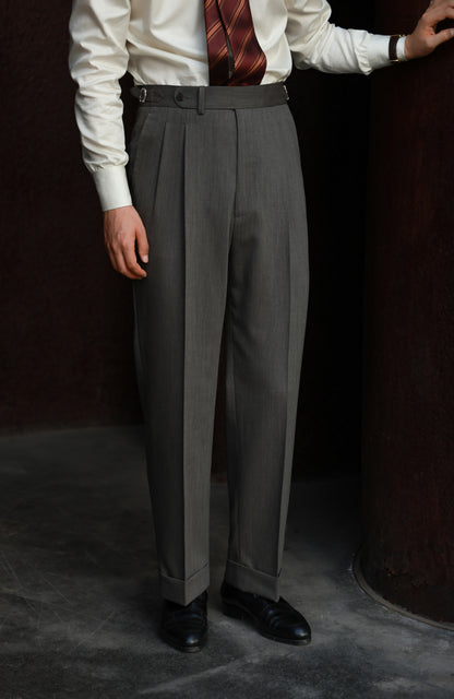 "Tea Grey Wheat Ear Pattern" Suit Trousers 