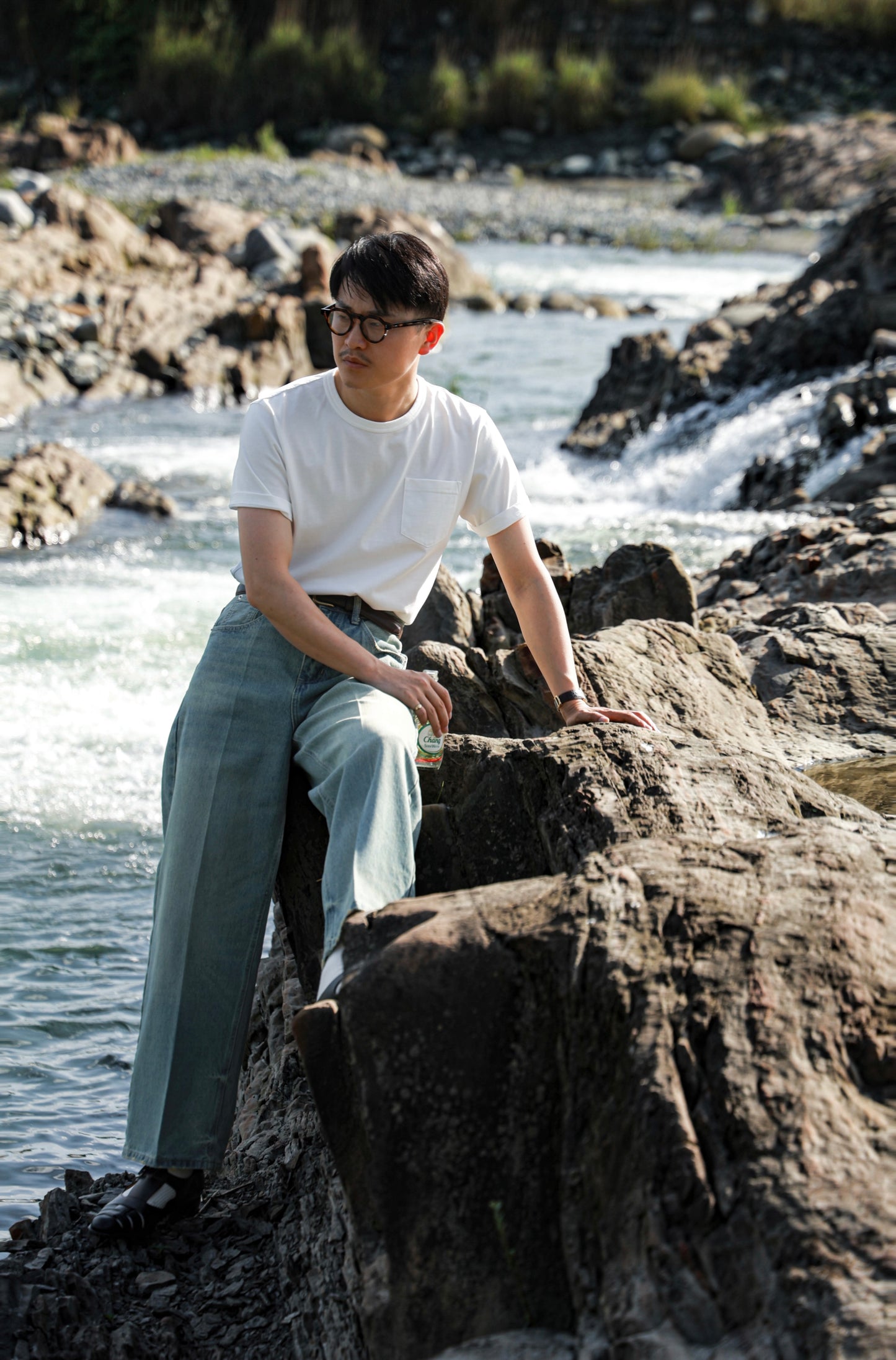 「Sea Salt White」Heavyweight combed cotton Crew Neck Unisex Short-Sleeve T-Shirt