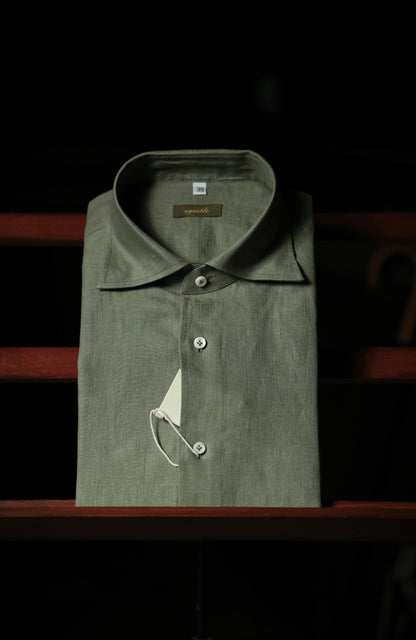 Fir Green Shirt with Round Collar 